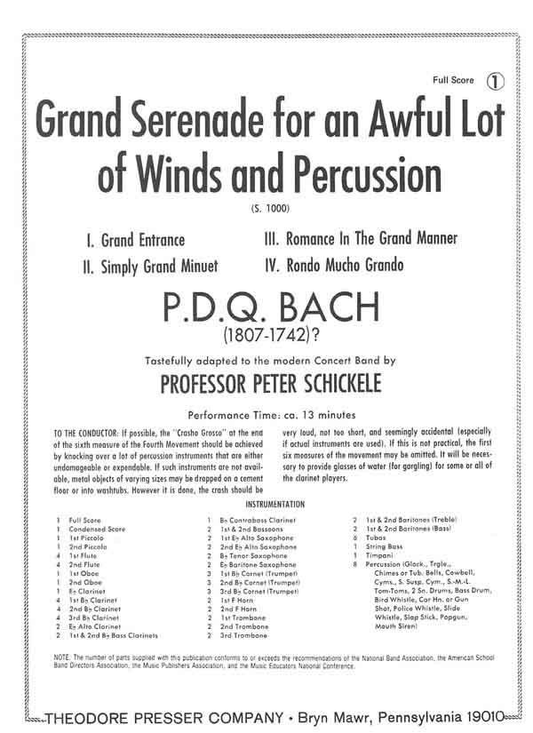 Grand Serenade for An Awful Lot Of Winds and Percussion - hier klicken