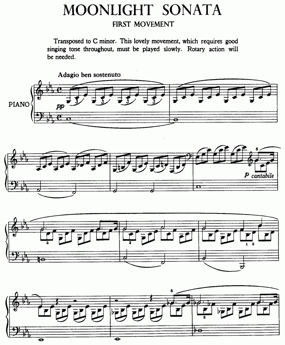Partition piano moonlight sonata